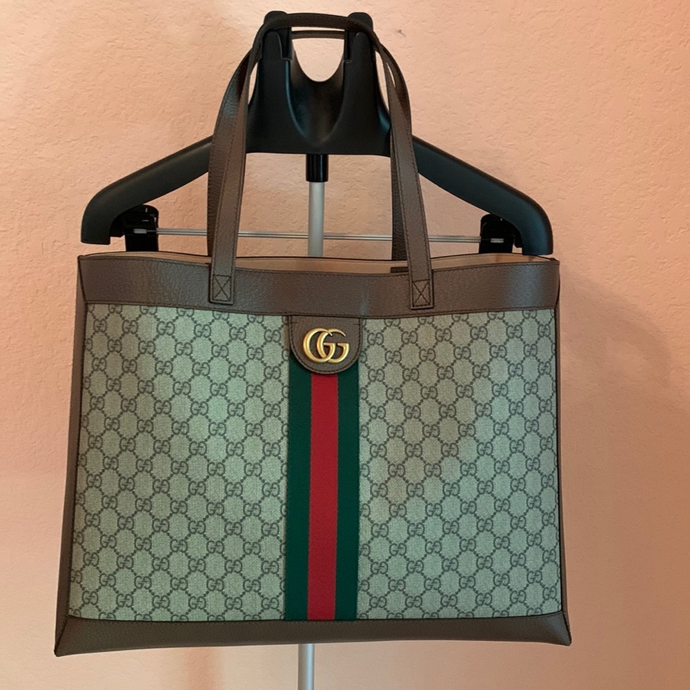 Gucci 547947 Ophidia Soft GG Supreme Tote Bag Brown